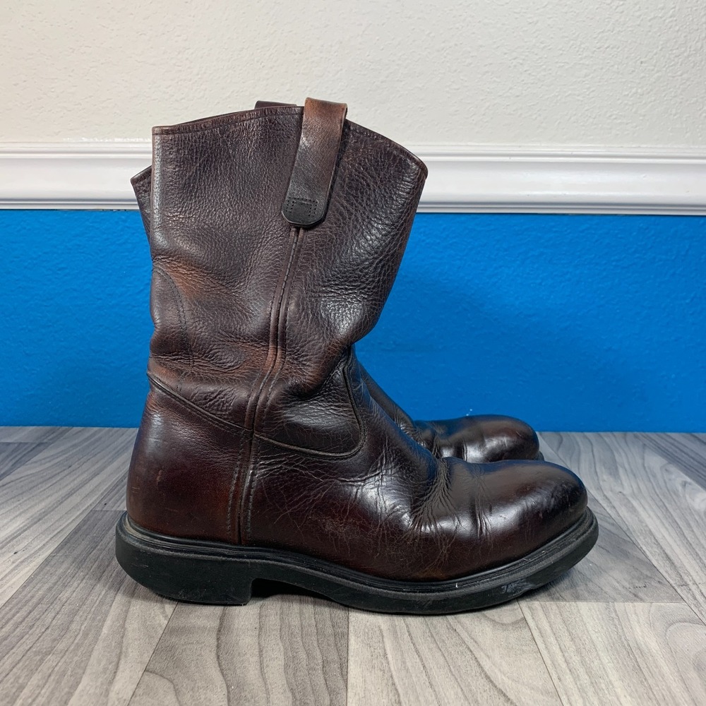 Red Wing Pecos Brown Leather Pull On Work Boots USA Mens 8.5D